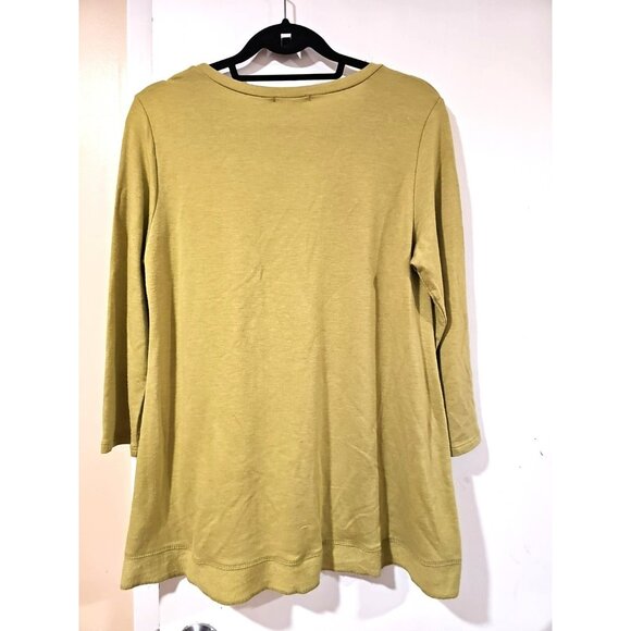 Jess & Jane USA Large Tunic Art to Wear V Neck Stretch Long Sleeve Top Artsy - Picture 2 of 6